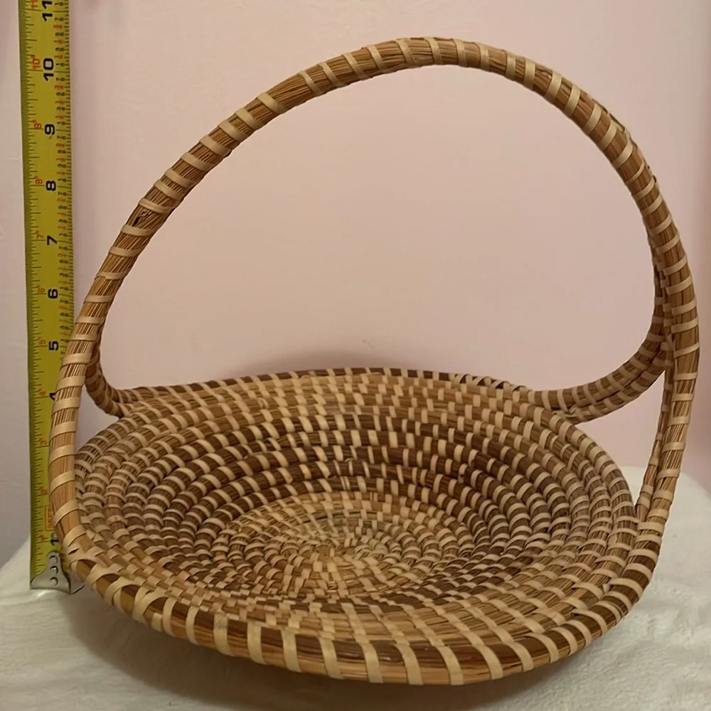 Sweetgrass Triple Cross Handle Bottle Handwoven Basket - Picture 6 of 6